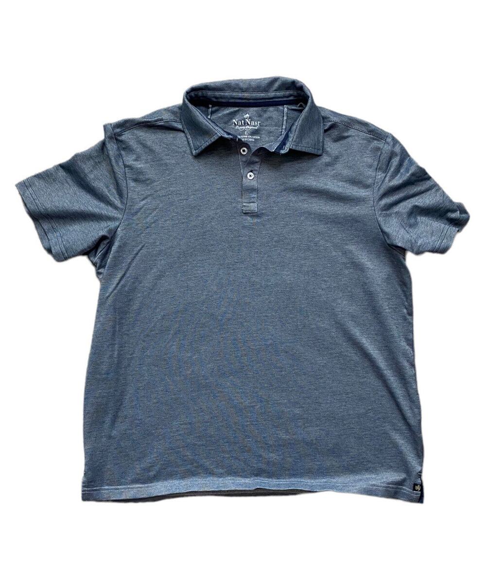 Nat Nast Luxury Originals Men's Blue Short Sleeve Polo Golf Shirt Size Large